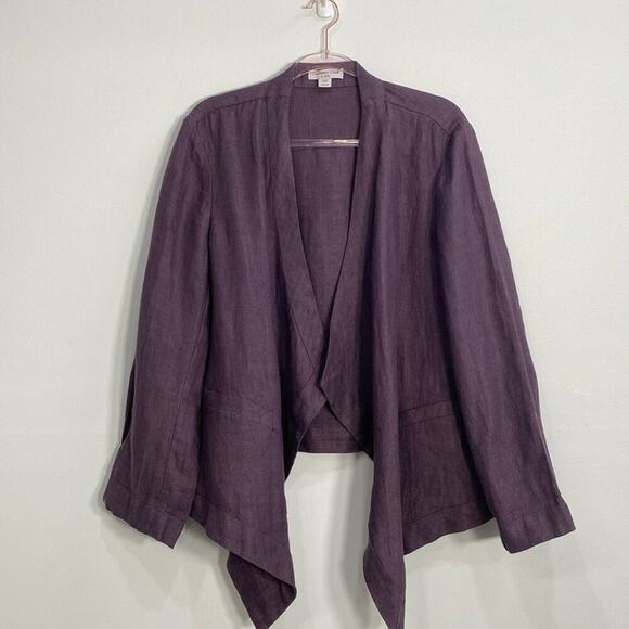 Coldwater Creek Sweaters - Coldwater Creek Linen Cardigan Open Front Waterfall Women's Large Purple